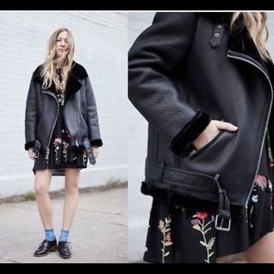 Zara Faux Fur lined biker Jacket